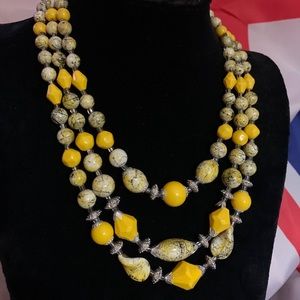 3 Strand Yellow Turquoise Necklace